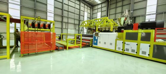 2 Extruders Co Extrusion ماشین پشتیبان فرش TPE با سرعت تنظیم شده